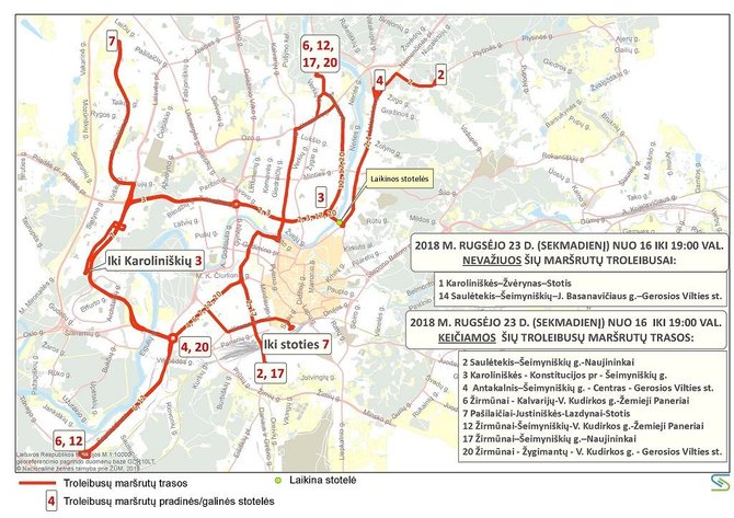 Savivaldybės nuotr./Troleibusų maršrutų trasos rugsėjo 23 d.