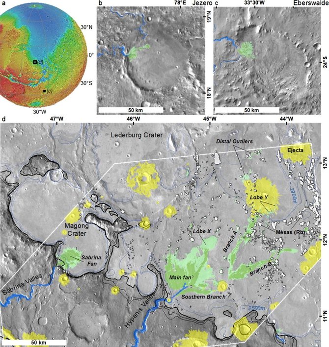 Mars Reconnaisance Orbiter iliustr./Upių vagos Hypanes slėnyje Marse