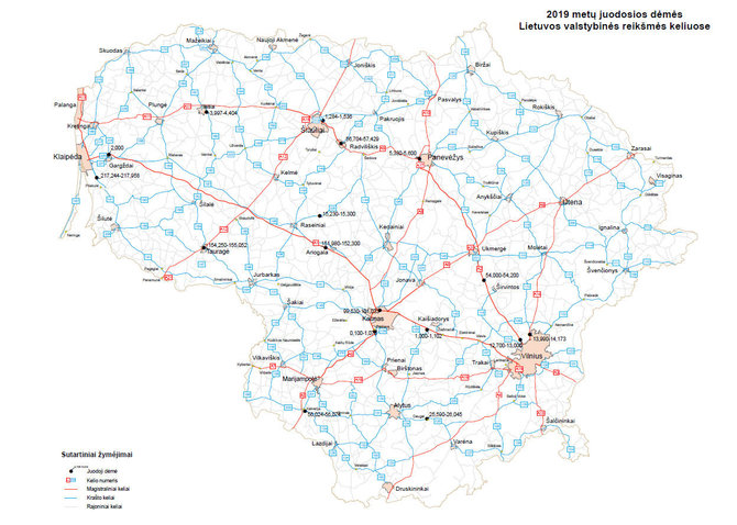 LAKD nuotr./„Juodųjų dėmių“ žemėlapis 2019 m.