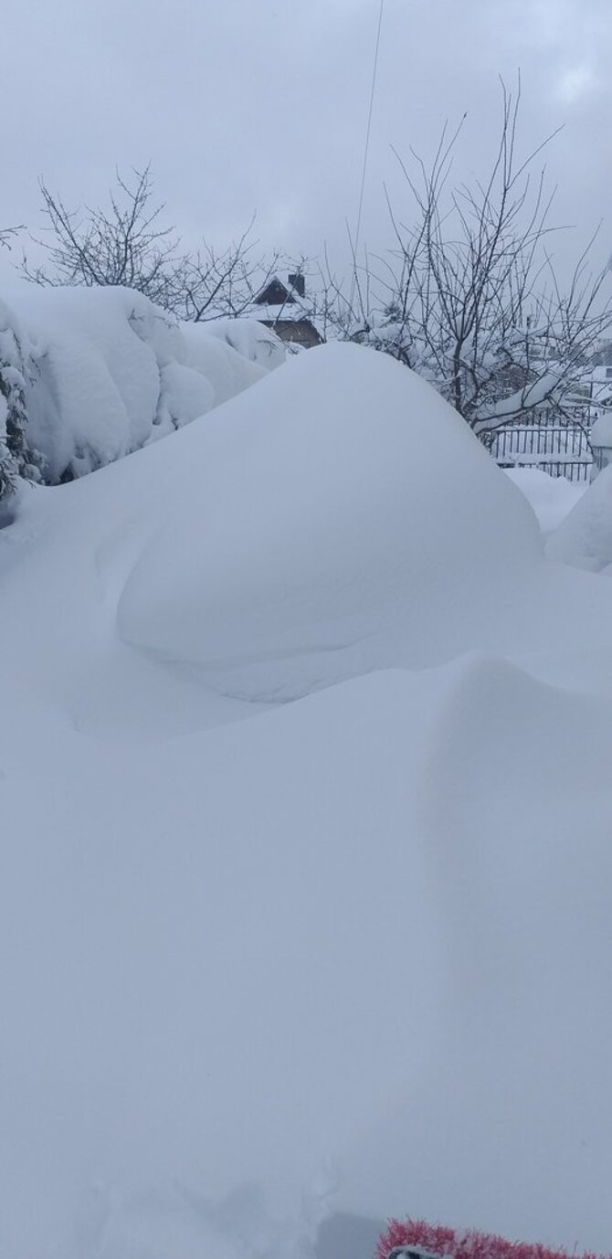 Skaitytojų nuotr./Apsnigtas automobilis: Skaitytojo Rimo R. BMW nuotr.