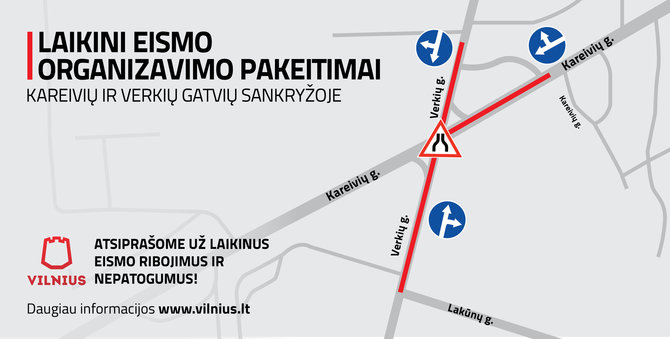 Vilniaus sav. nuotr./Nuo vasario 22 dienos – laikini eismo pokyčiai sostinės Verkių gatvėje