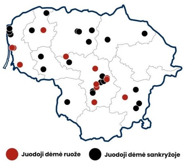 Transporto kompetencijų agentūros iliustr./Juodųjų dėmių žemėlapis (2023 m.).