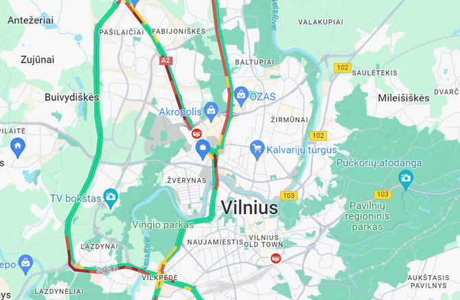 Maps Google nuotr./Eismas Vilniuje rugsėjo 5 d.