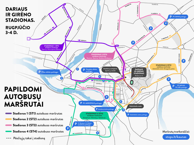 Kauno saviv. nuotr./Transporto srautų schema Edo Sheerano koncerto Kaune metu