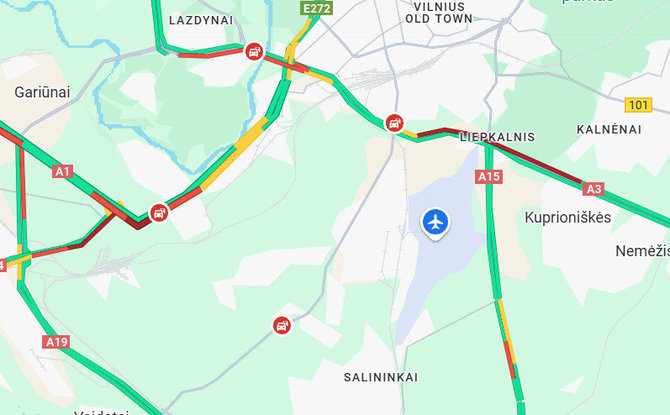 Google iliustr./Spūstys aplink Vilniaus oro uostą