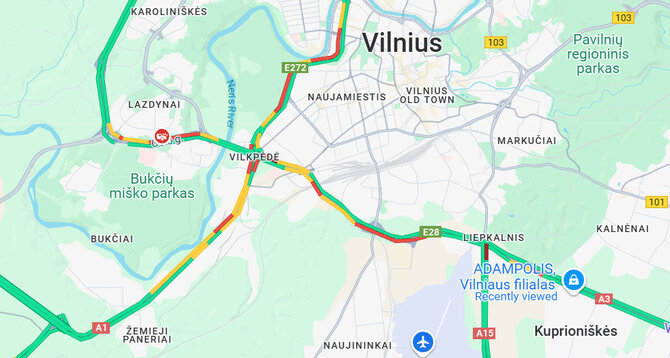 Maps Google iliustr./Spūstys prieš Velykas Vilniuje