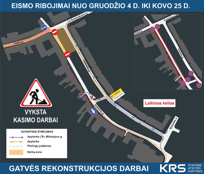 Savivaldybės nuotr./Eismo ribojimų Vokiečių gatvėje schema