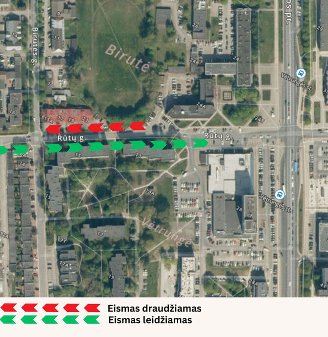 VE.lt ir maps.lt nuotr./Eismas Rūtų gatvėje Klaipėdoje