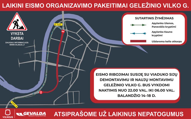 Vilniaus savivaldybės nuotr./Eismo schema prie Liubarto tilto Vilniuje