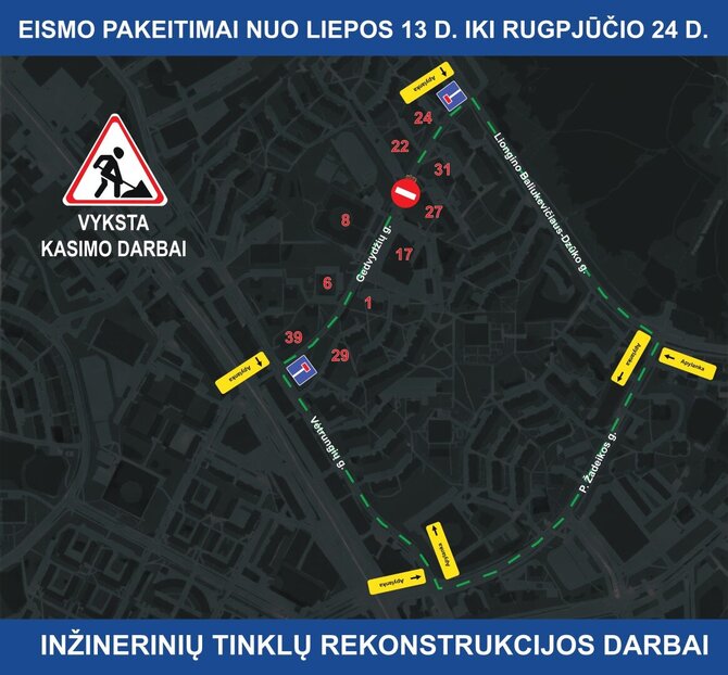 Grindos nuotr./Eismo schema Vilniuje, Gedvydžių gatvėje