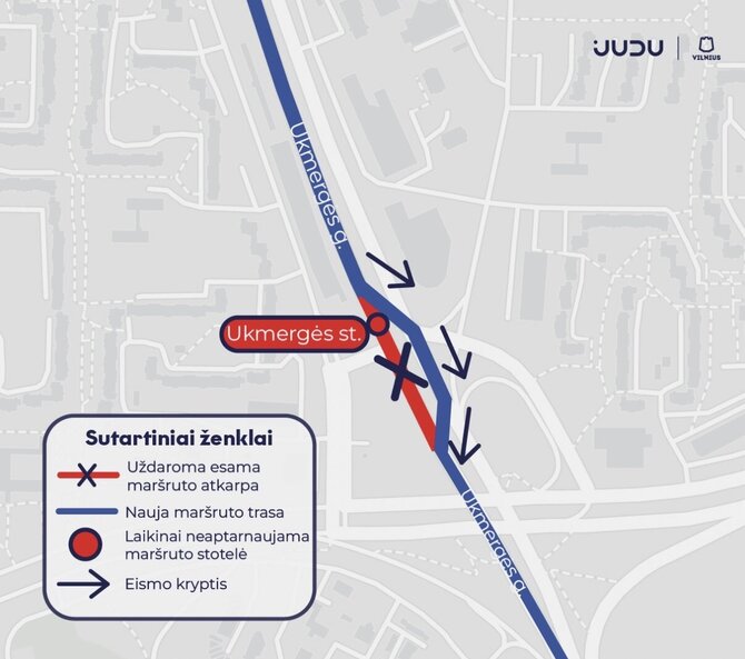 Savivaldybės iliustr./Eismo schema Ukmergės ir Ozo gatvėse prie statomo stadiono Vilniuje