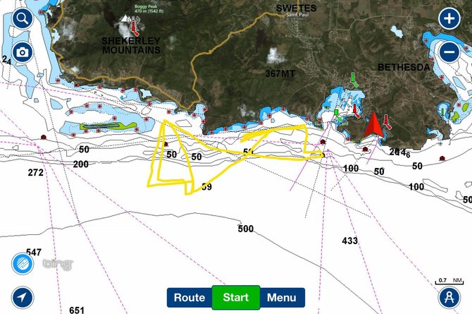 „Švyturys Challenger Sailing“ plaukimo trajektorijos žemėlapis (pirmoji diena) 2015 m. balandžio 27 d. 