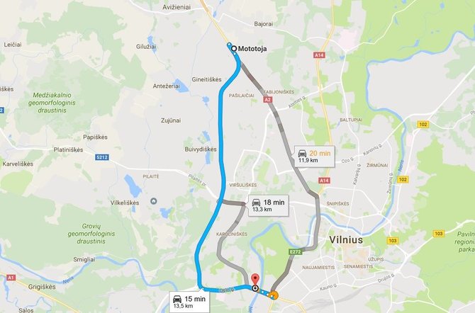 Google maps iliustr./Pervažiuoti iš Ukmergės pl. į Savanorių pr. Vilniuje jau galima naudojantis „Googe Maps“ patarimais
