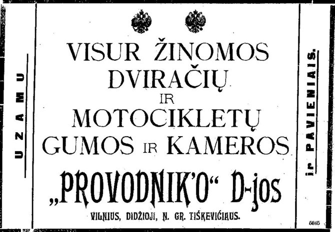 ETM iliustr./Automobilių ir motociklų reklamos Vilniaus spaudoje 1914 m.