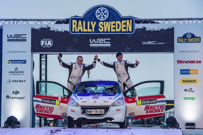 Komandos nuotr./„Arctic Energy World rally team“ komandos lenktynininkai Deividas Jocius ir Donatas Zvicevičius Švedijos WRC