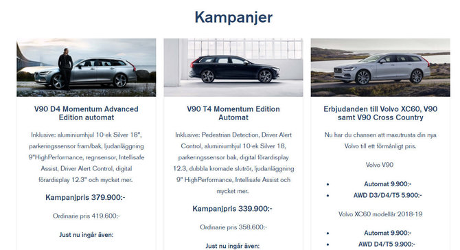 Bilia iliustr./„Volvo“ automobilių kainos Švedijoje