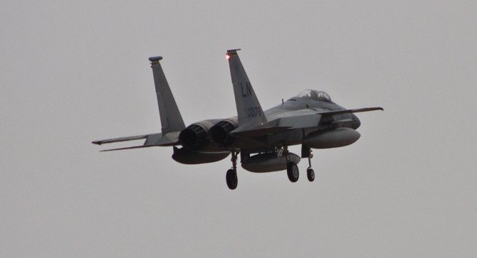 Andriaus Rapševičiaus nuotr./JAV naikintuvai F-15C „Eagle“