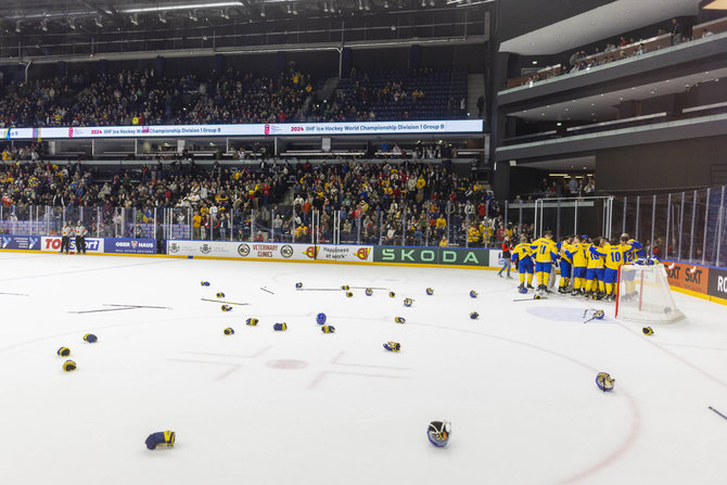 Irmanto Gelūno / BNS nuotr./2024 IIHF Pasaulio Ledo Ritulio Čempionatas. Lietuva - Ukraina