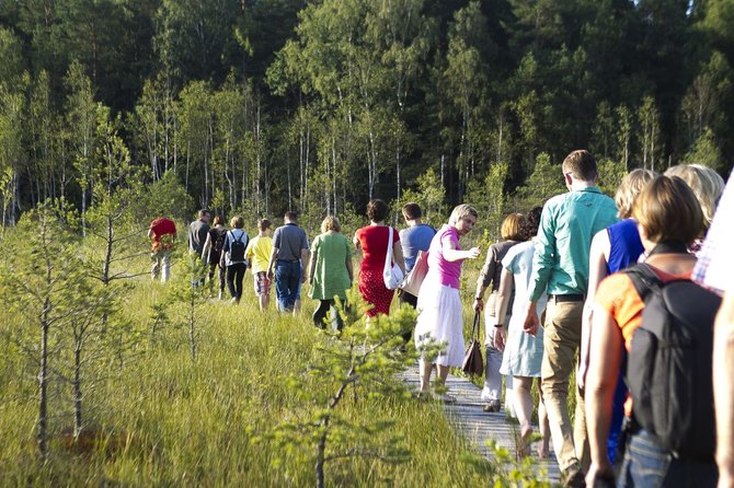 Irmanto Gelūno/15min.lt nuotr./Pramoga laisvadieniu – pasivaikščiojimas virš pelkės.