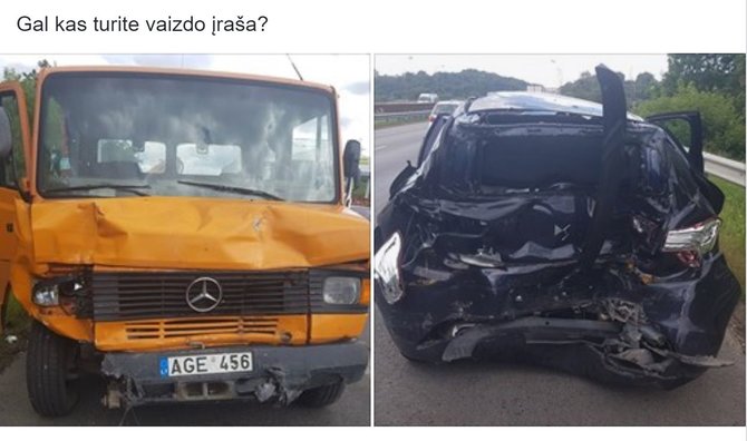 Nuotrauka iš „Facebook“ profilio „Kur stovi policija Kaune“/Per avariją sudaužytas sunkvežimis ir lengvasis automobilis