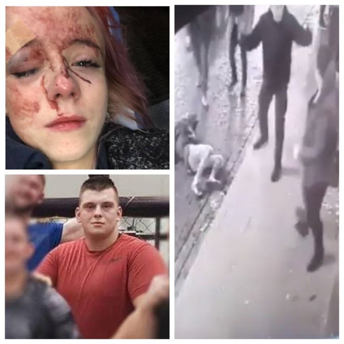 Kadras iš filmuotos medžiagos ir nuotraukos iš „Facebook“/Sportininkas kaltinamas smurtu prieš merginą