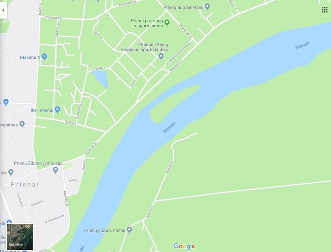 Atvaizdas iš google.com/maps/Nemuno sala Prienuose ties Kęstučio gatve