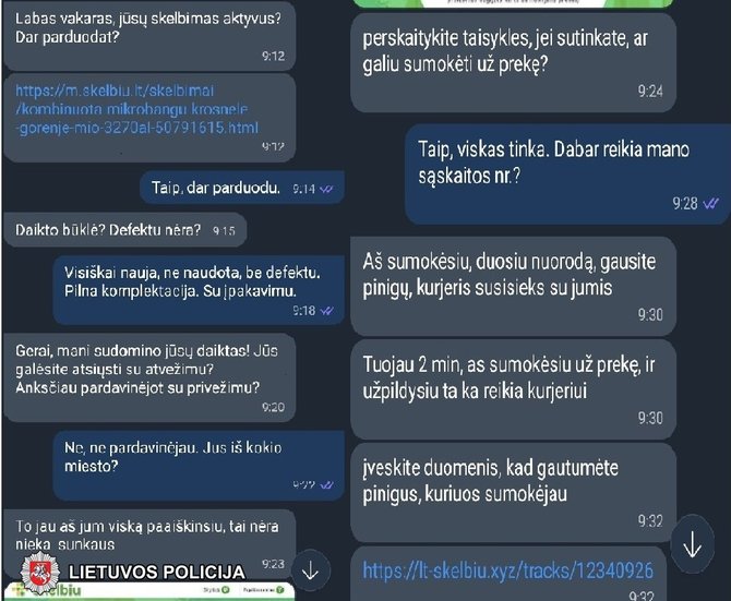 Vilniaus VPK nuotr./Policijos fiksuoti pavyzdžiai, kaip gali būti sukčiaujama