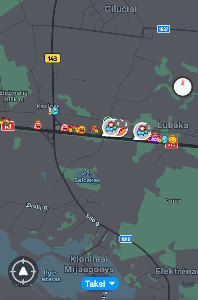 Atvaizdas iš „Waze“ programėlės/Eismo sąlygos įvykio vietoje