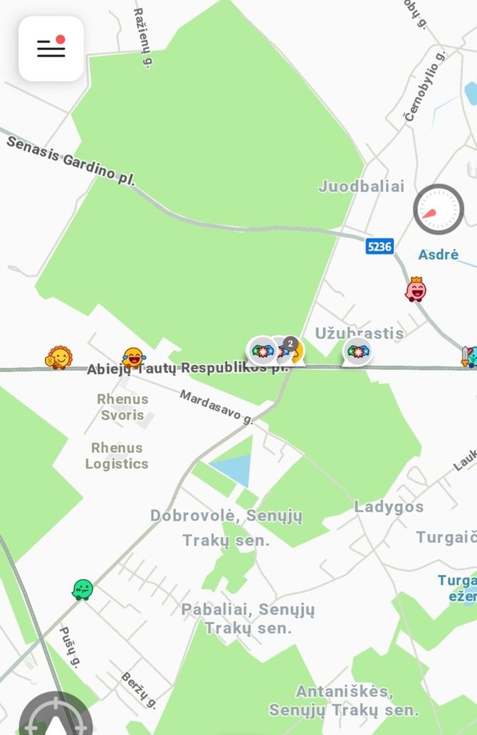 Atvaizdas iš „Waze“ programėlės/Įvykio vietoje