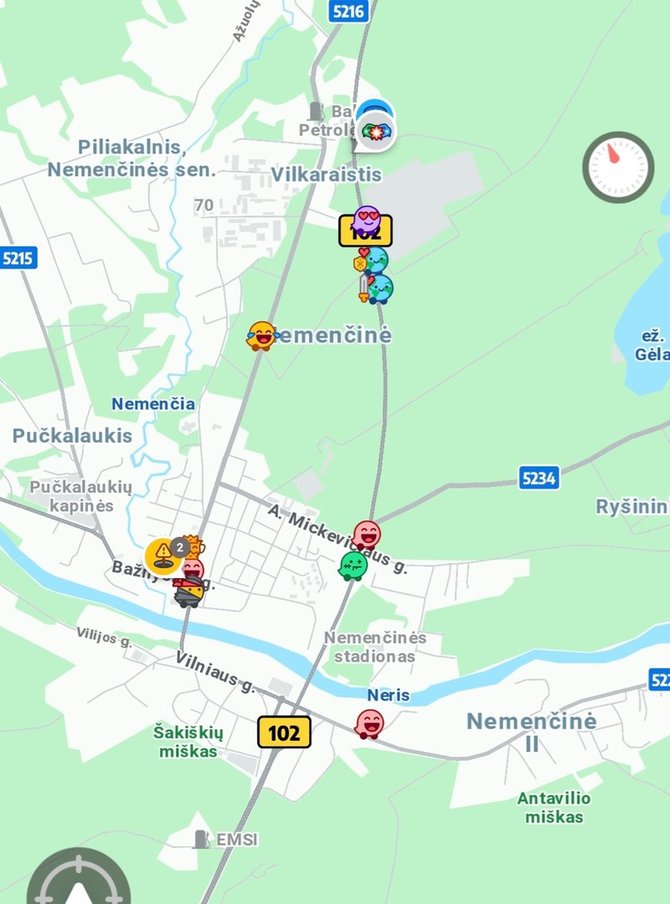 Atvaizdas iš „Waze“ programėlės/Spūsties įvykio vietoje po 14 val. jau nebuvo