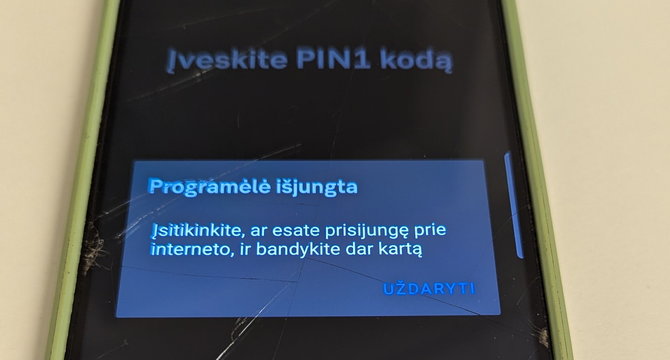 15min skaitytojo nuotr./Prisijungimas prie SEB programėlės