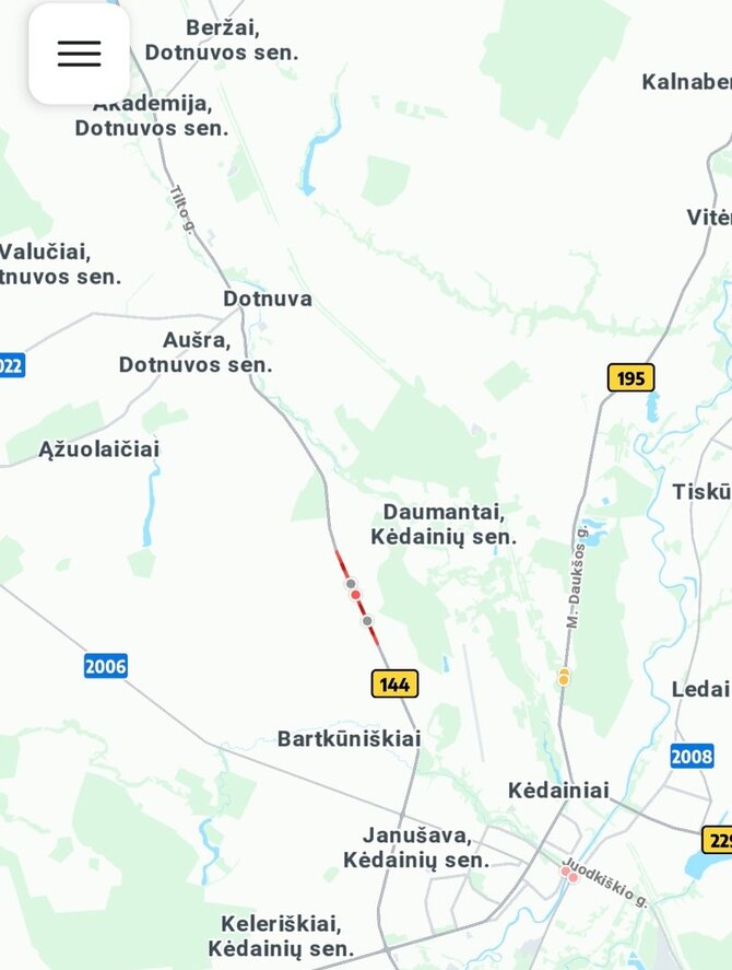Atvaizdas iš „Waze“ programėlės /Spūstis avarijos prieigose