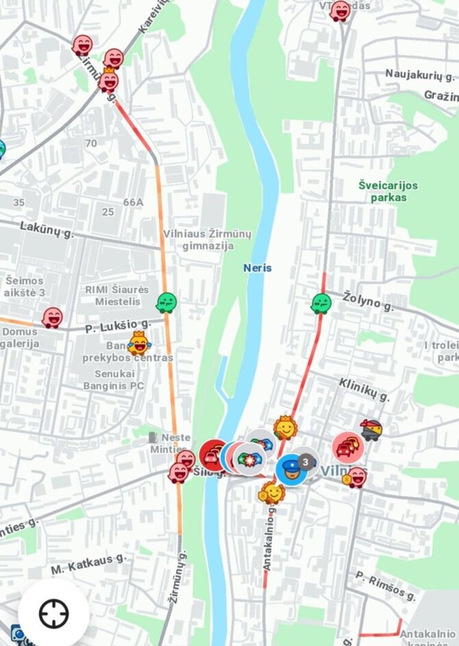 Atvaizdas iš „Waze“ programėlės/Spūstys įvykio vietoje