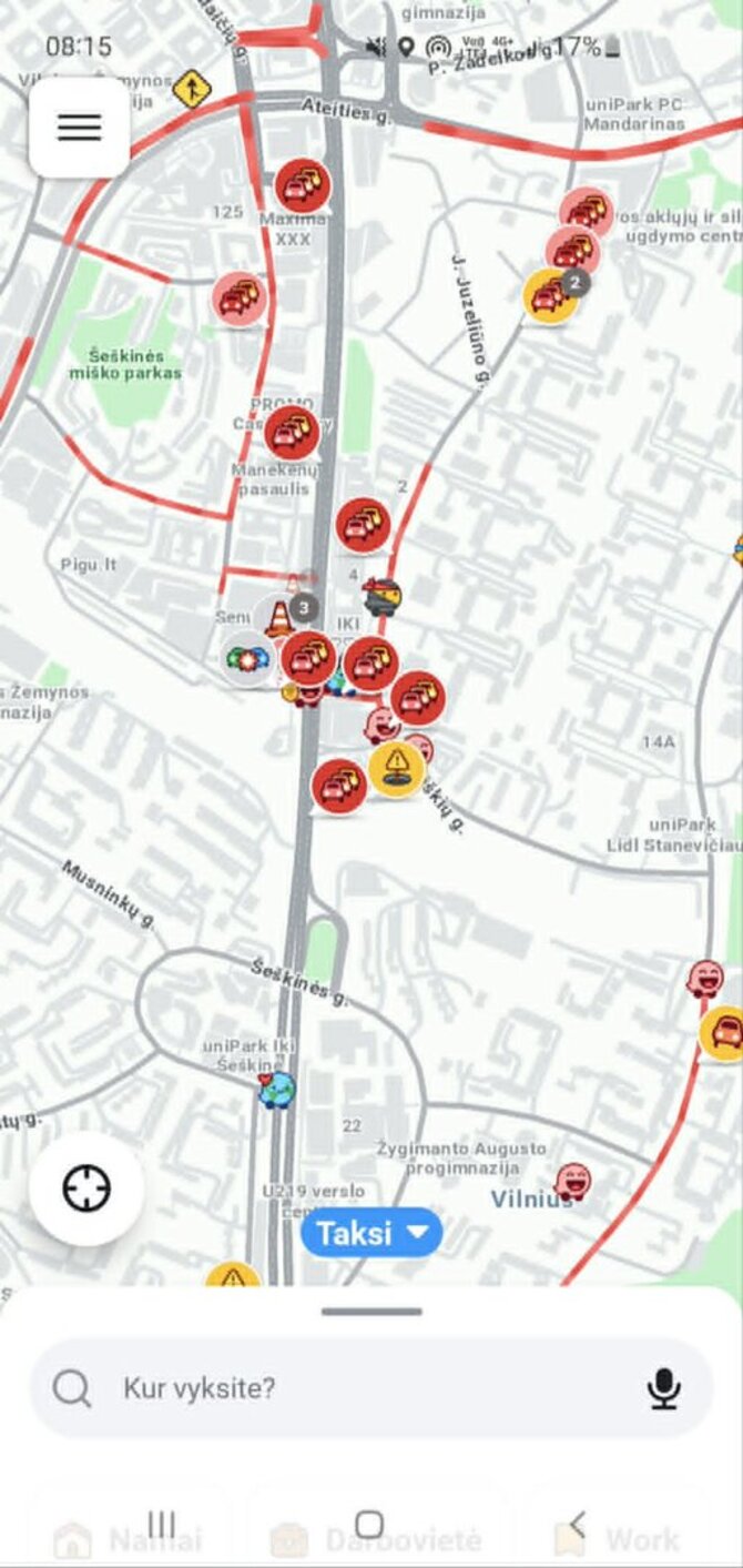 Atvaizdas iš „Waze“ programėlės/Įvykio vietoje