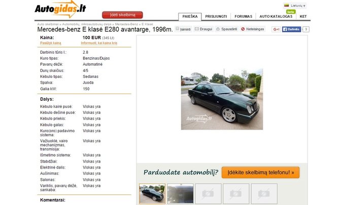 Atvaizdas iš Autogidas.lt/„Mercedes“ skelbimas