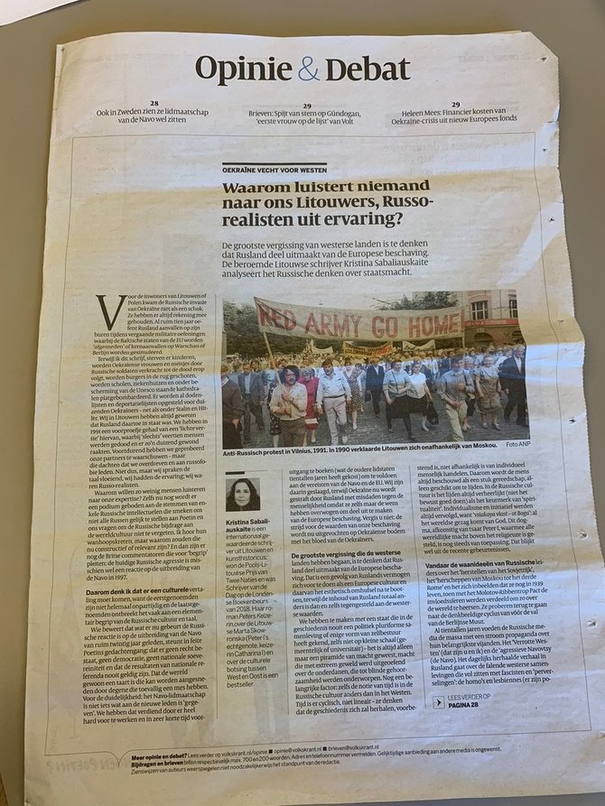 Komentaras leidinyje „De Volkskrant“