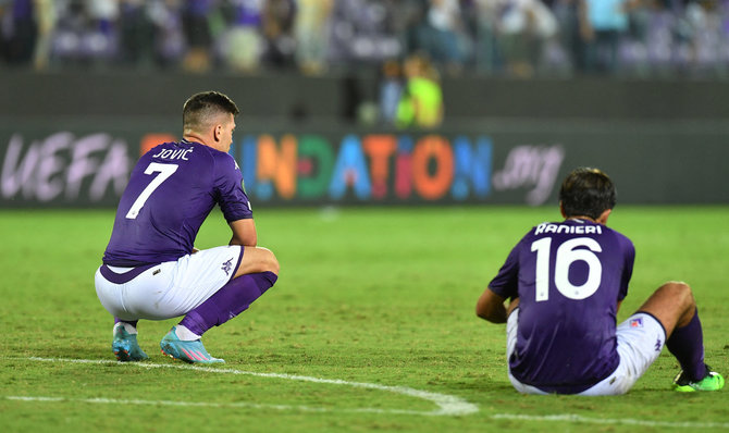 „Reuters“/„Scanpix“ nuotr./„Fiorentina“ futbolininkų reakcija