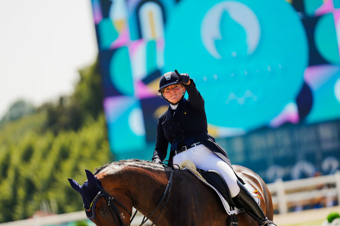 Kipro Štreimikio/LTOK nuotr./Justina Vanagaitė dailiojo jojimo varžybose Paryžiaus olimpiadoje