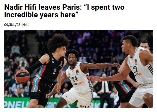 „Eurohoops“ žinutė, kad Nadiras Hifi palieka „Paris“ ekipą