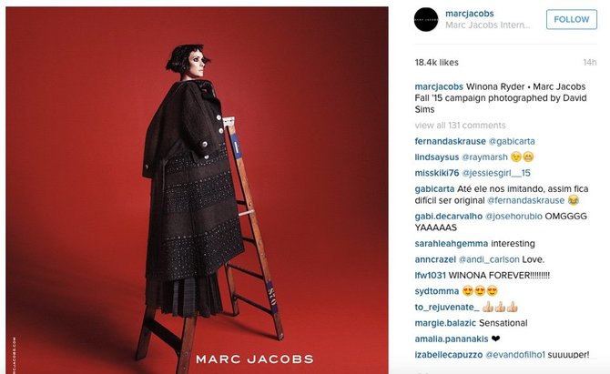 ©Instagram/marcjacobs nuotr./Winona Ryder „Marc Jacobs“ reklamoje