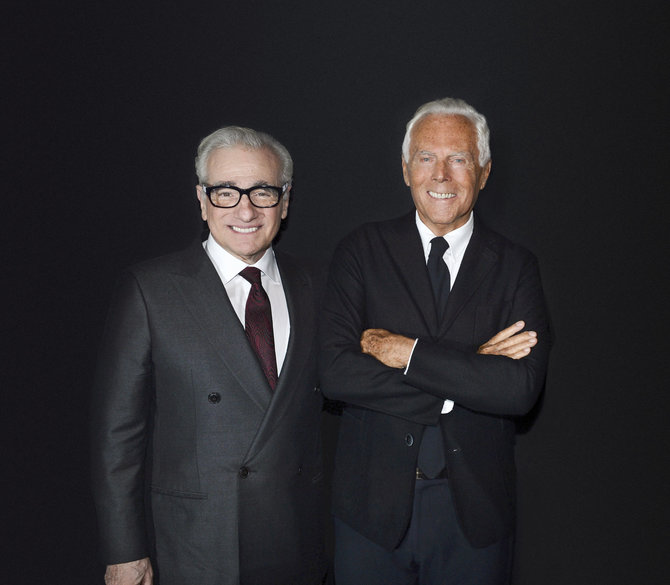 Režisierius Martinas Scorsese ir Giorgio Armani