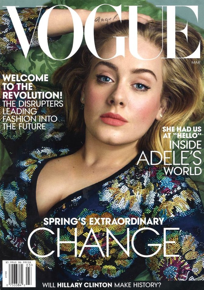 „Burberry“ rūbais vilkinti Adele ant amerikietiškojo „Vogue“ viršelio