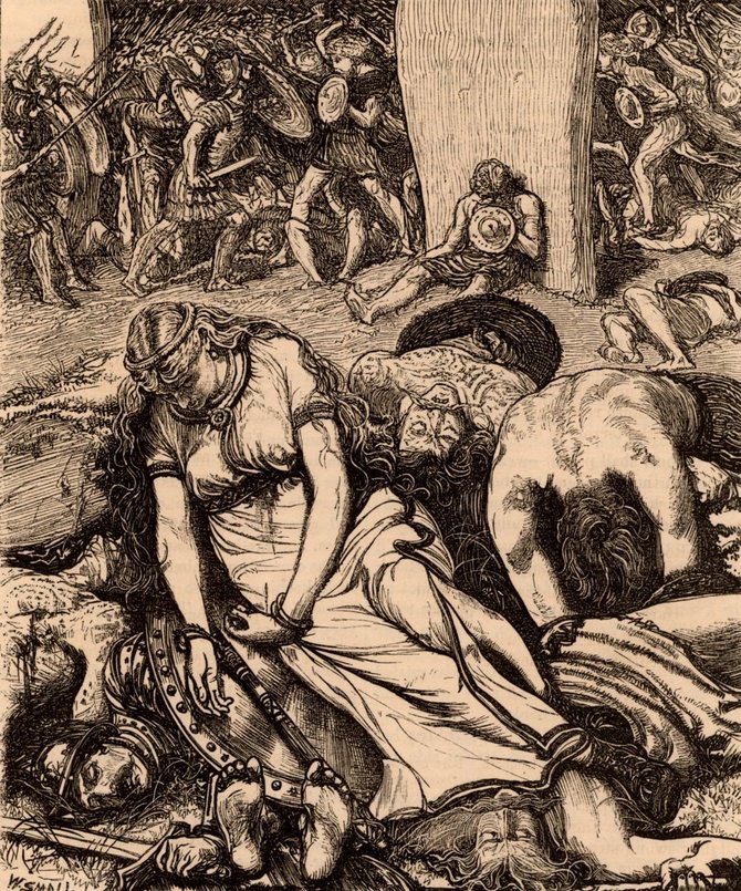 Vida Press nuotr./Graviūra, vaizduojanti legendinę karalienę Boadiceą, mirštančią išgėrus nuodų