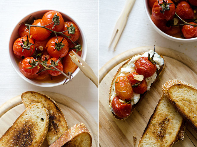 Strelkabelka nuotr./Skrebučiai su vyšniniais pomidorais ir naminiu sūriu