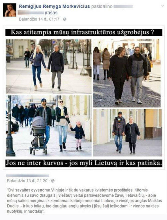 Remigijaus Morkevičiaus asmeninis „Facebook“ įrašas/Remigijui Morkevičiui patinkantis „Facebook“ įrašas