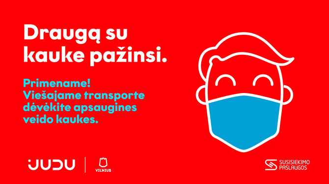 Priminimas, kurį mato Vilniaus viešojo transporto keleiviai