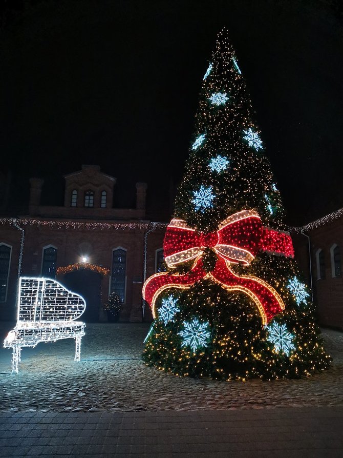 Ričardo Kalyčio nuotr./Kalėdų eglė ir šventiniai papuošimai Raudondvaryje