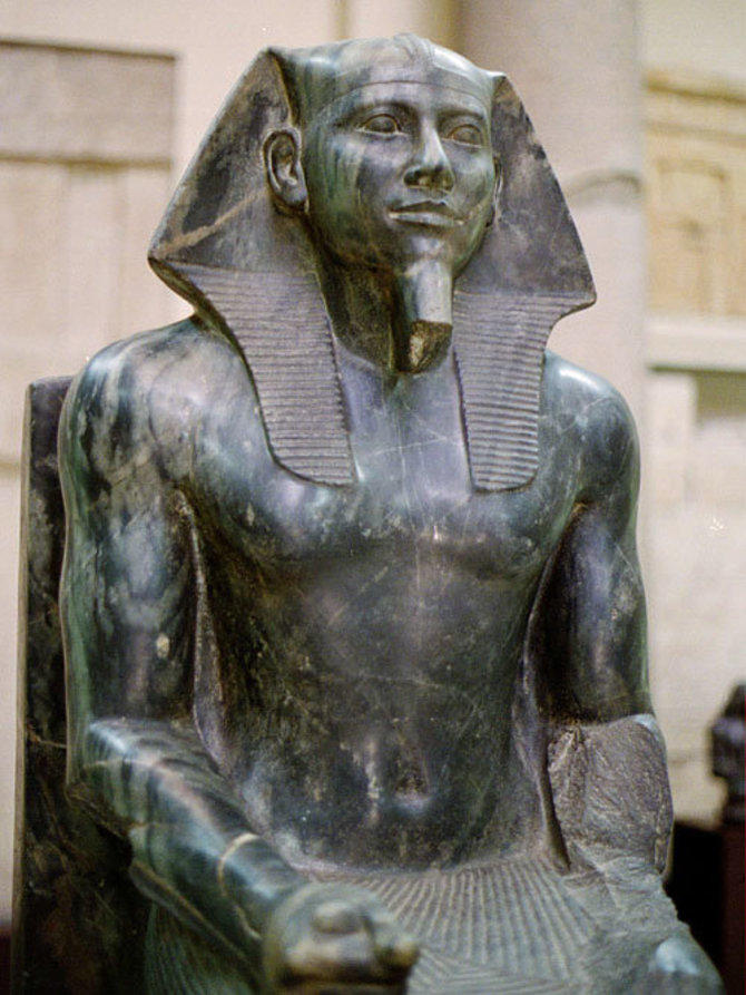 Jon Bodsworth / en.wikipedia.org/Khafre statula. Khafre slėnio šventykla, Giza 