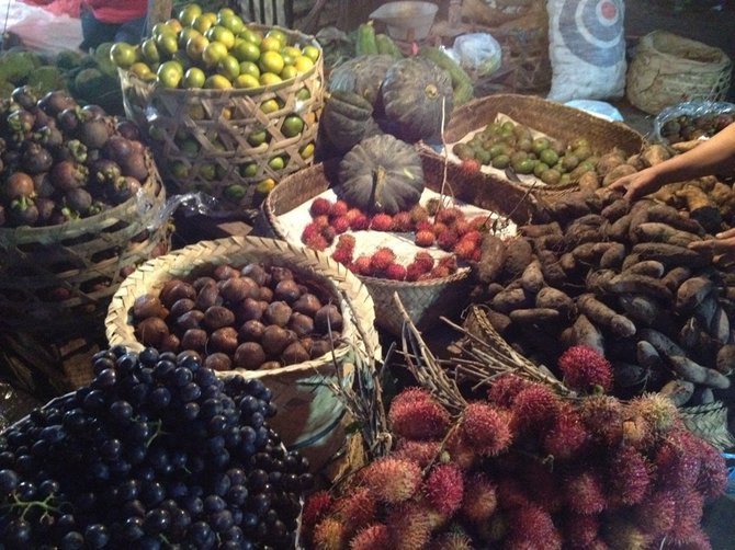 Vaisiai Kambodžos turguje