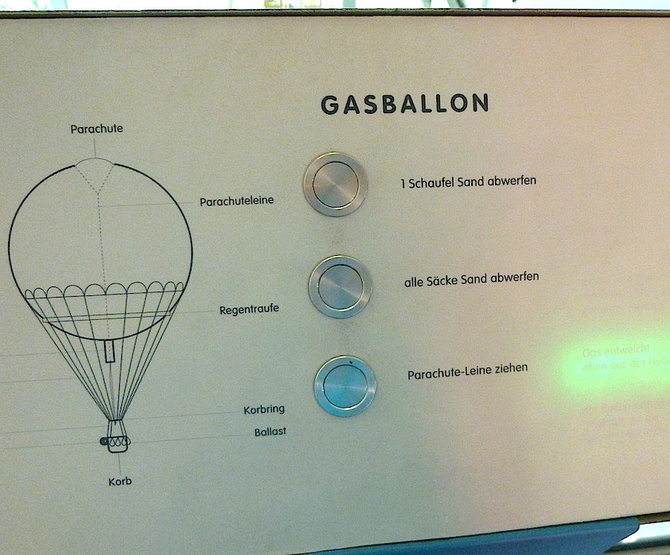 Eglės Digrytės nuotr./Skrydžio dujų balionu simuliatorius